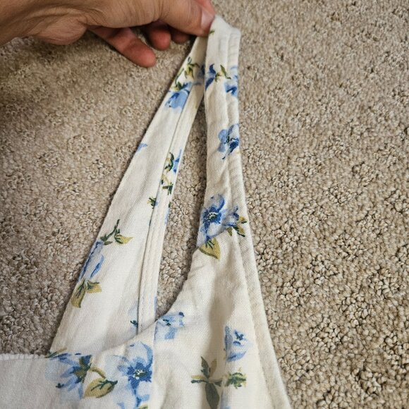 NWT Old Navy Fit & Flare Midi Dress SZ XXL 2XL Cream Floral Linen Blend Cottage - Picture 13 of 16